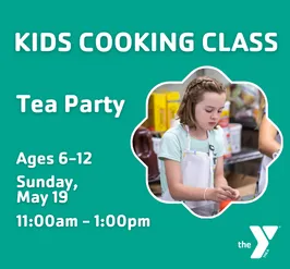 graphic that says Kids Cooking Class with date and time