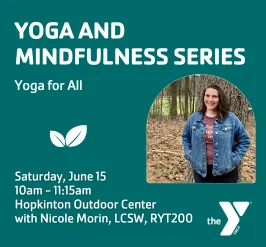 graphic promoting a yoga class on june 15