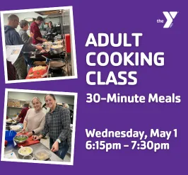 graphic that says Adult Cooking Class with date and time