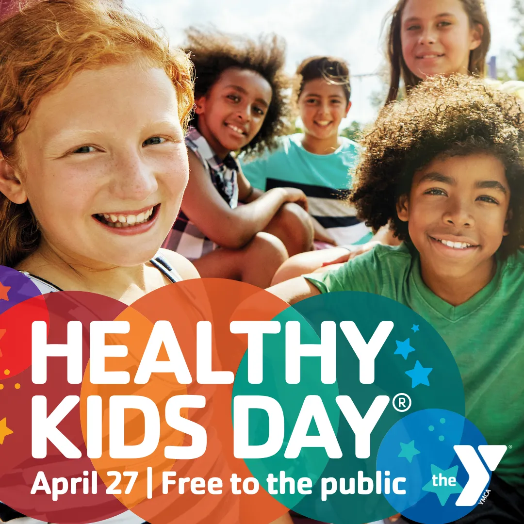 graphic that says Healthy Kids Day with a photo of kids