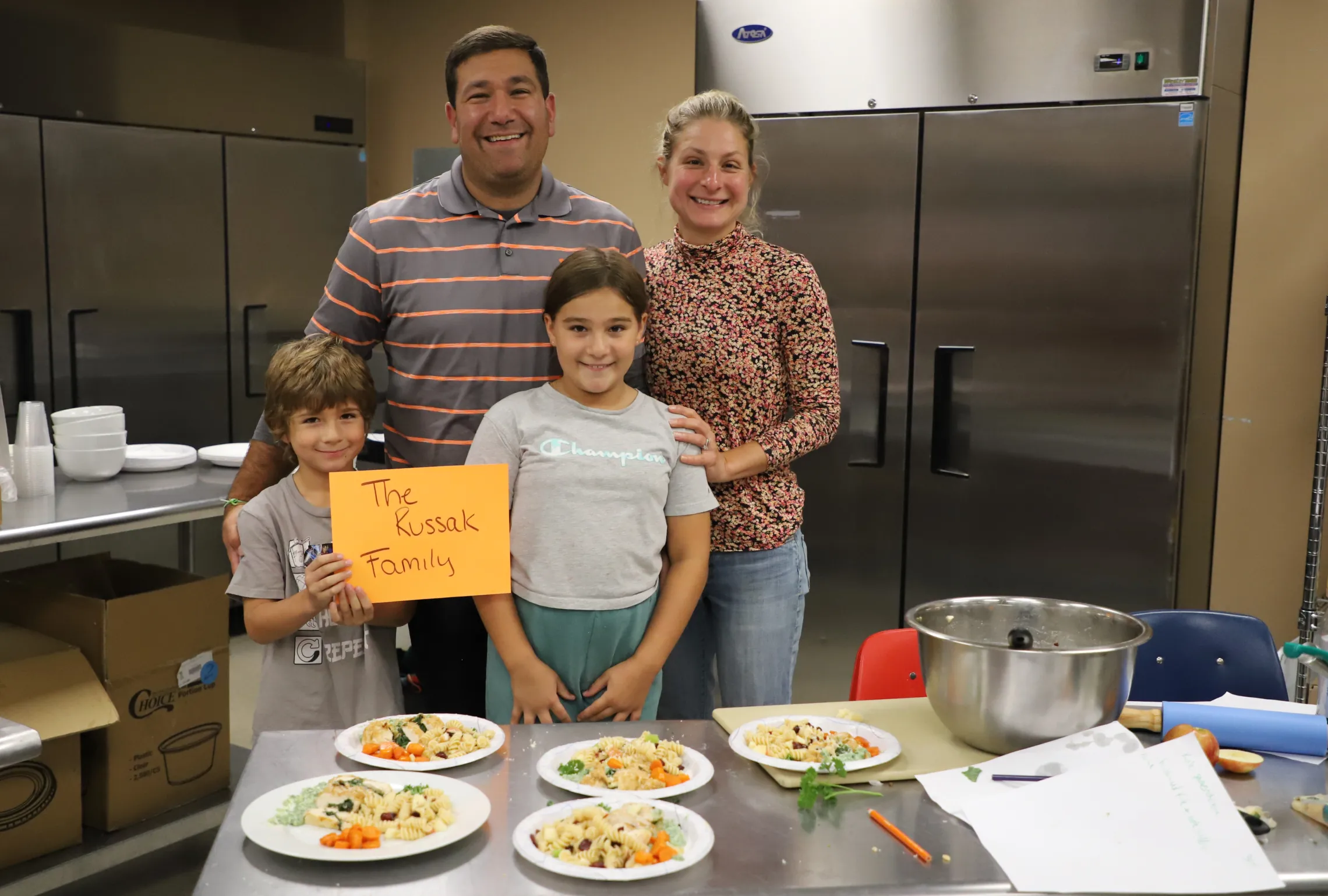 family of for at cooking class