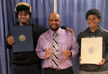 Jesus Addarich celebrating at his award ceremony