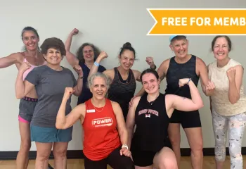 group photo of female fitness class