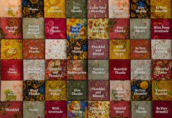 Quilt filled with grateful, thankful messages