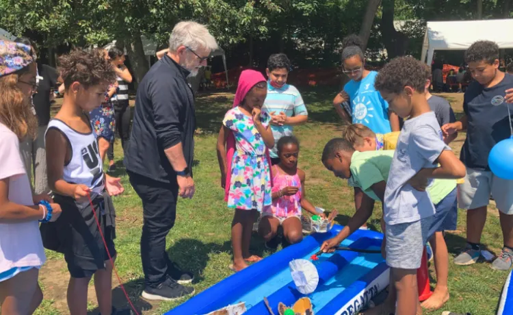image of campers engaging in STEM-related activity