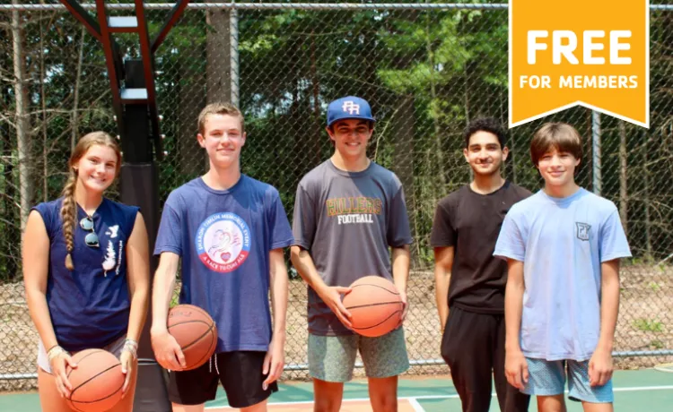 teens on outdoor basketball court
