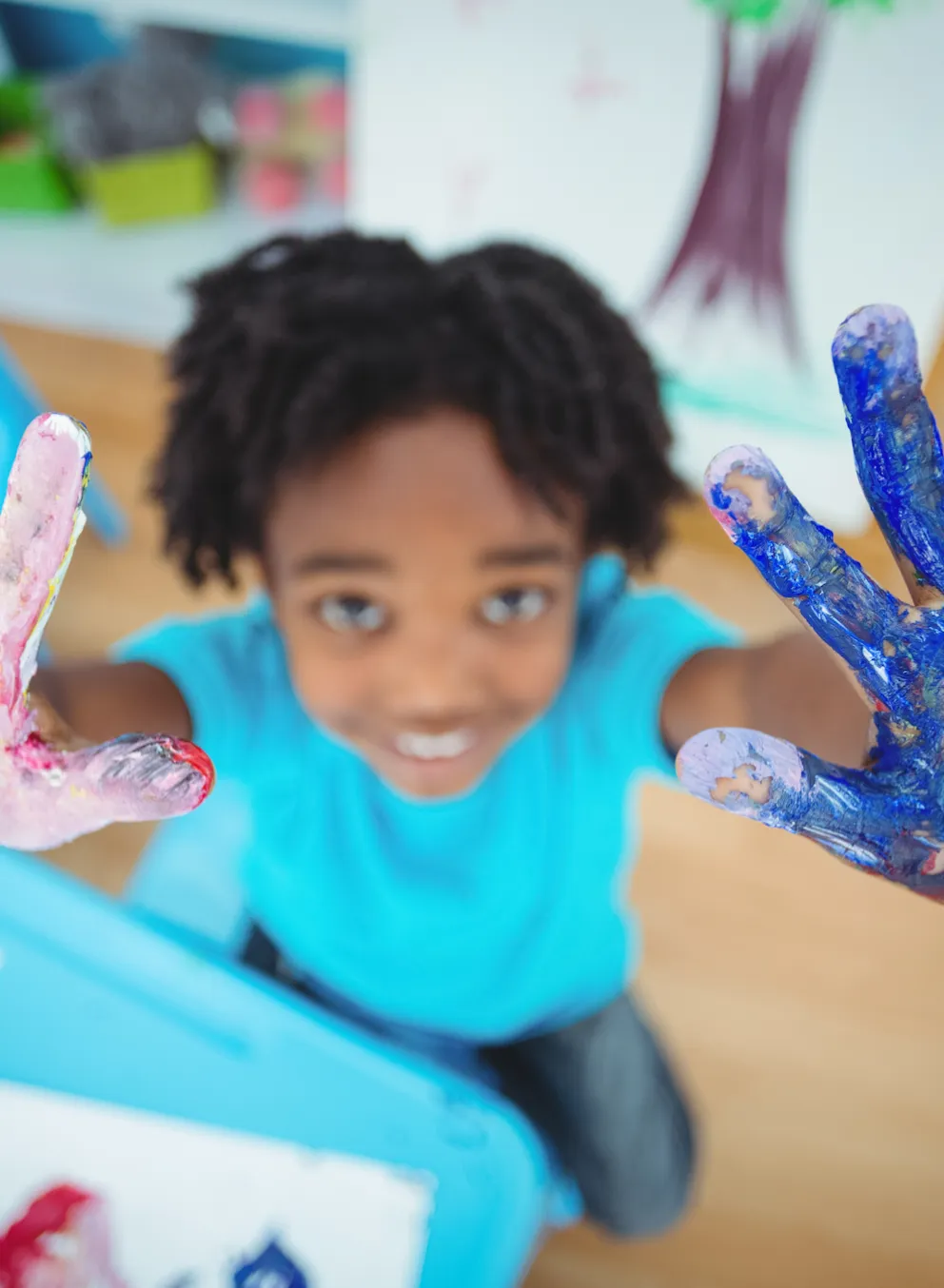 young boy arts & crafts