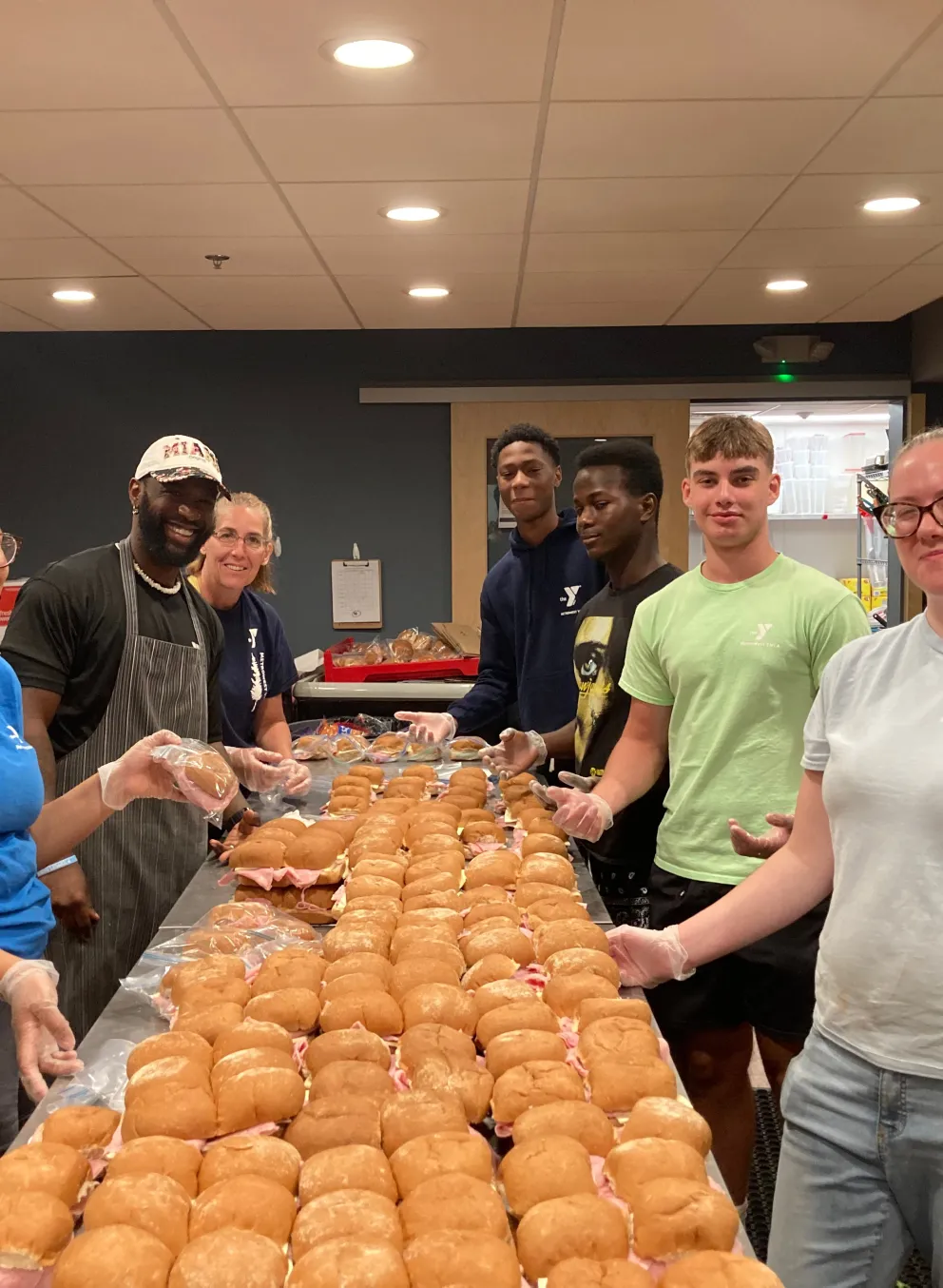 Food services crew prepares a delivery