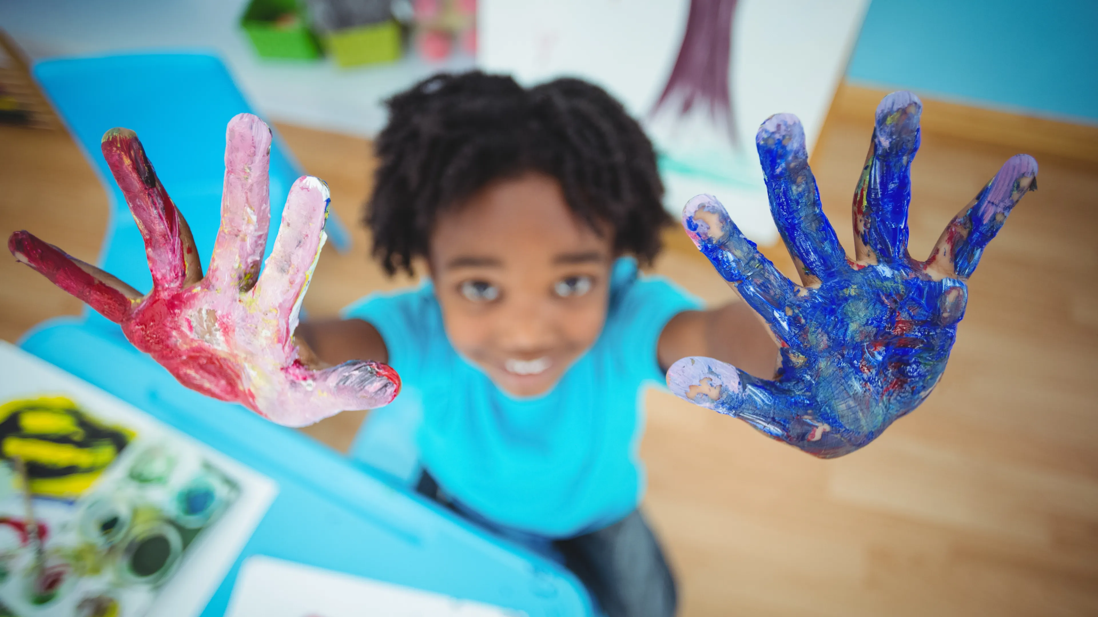 young boy arts & crafts