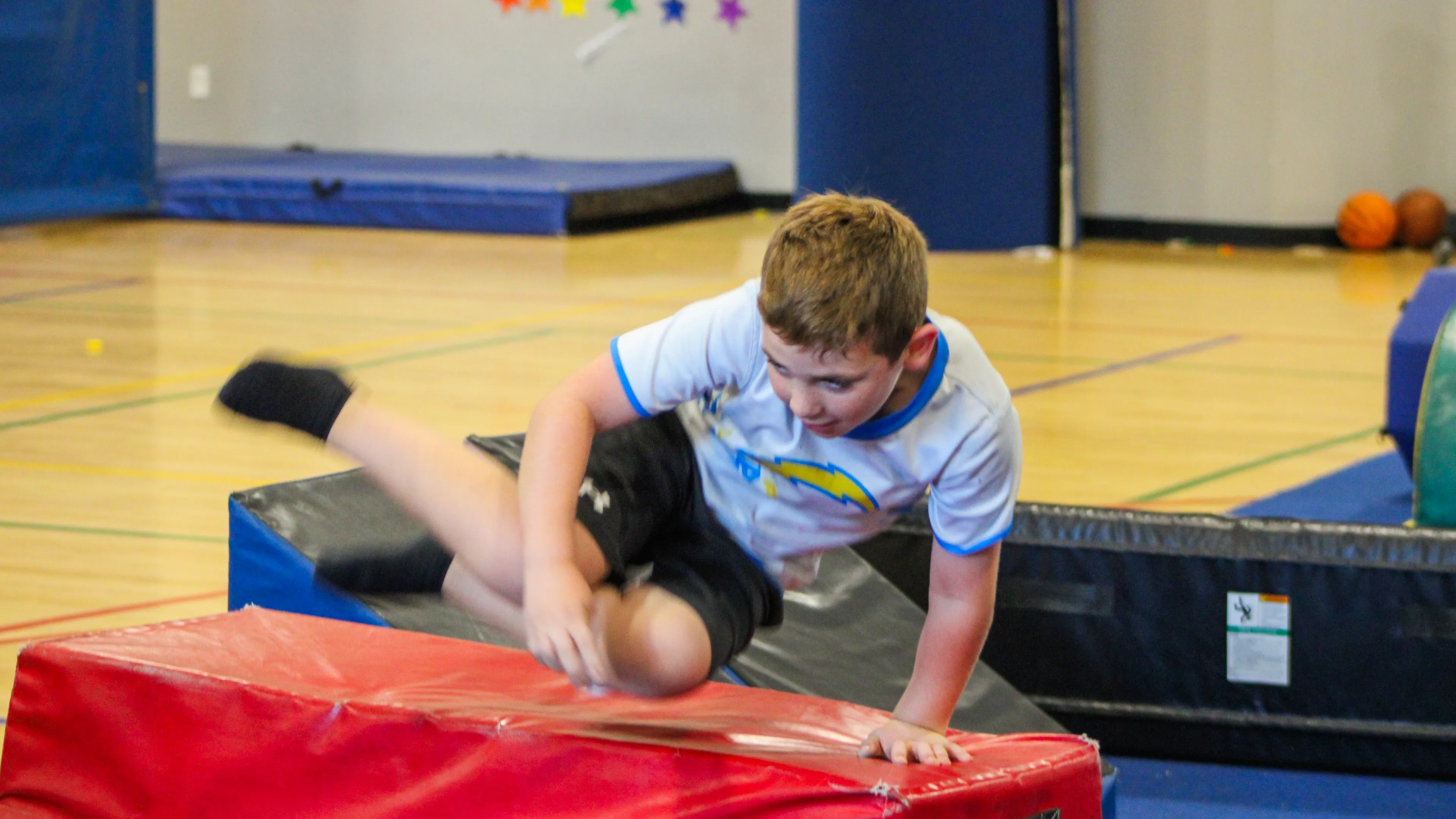 boy on obstacle course