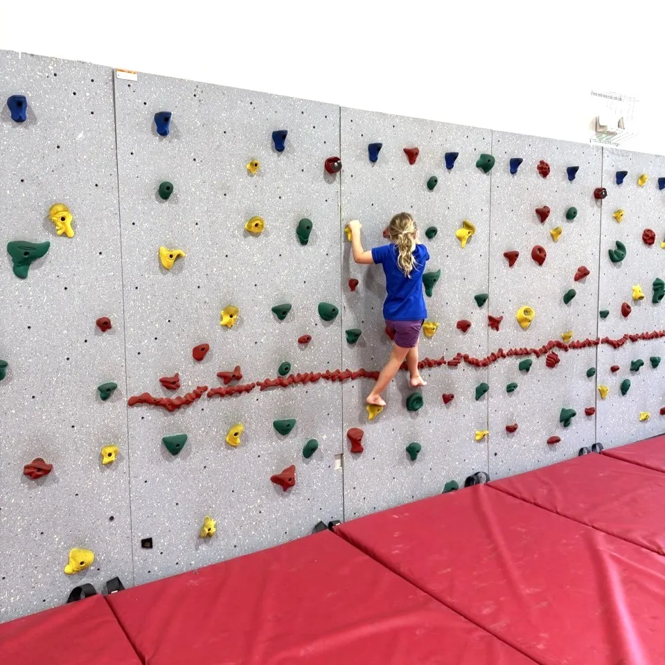 girl climbing on indoor rock wall
