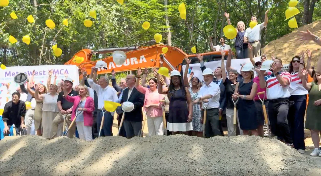 Speakers and Honored Guests Toss their Hard Hats to Celebrate