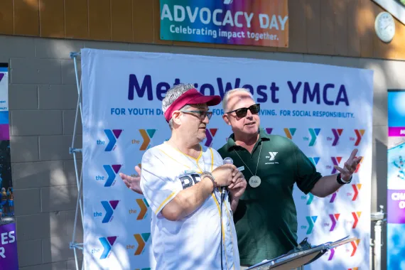MetroWest YMCA leaders welcome guests at the Outdoor Center