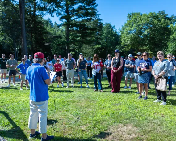 MetroWest YMCA Leader offers a speech to the Advocacy Day crowd