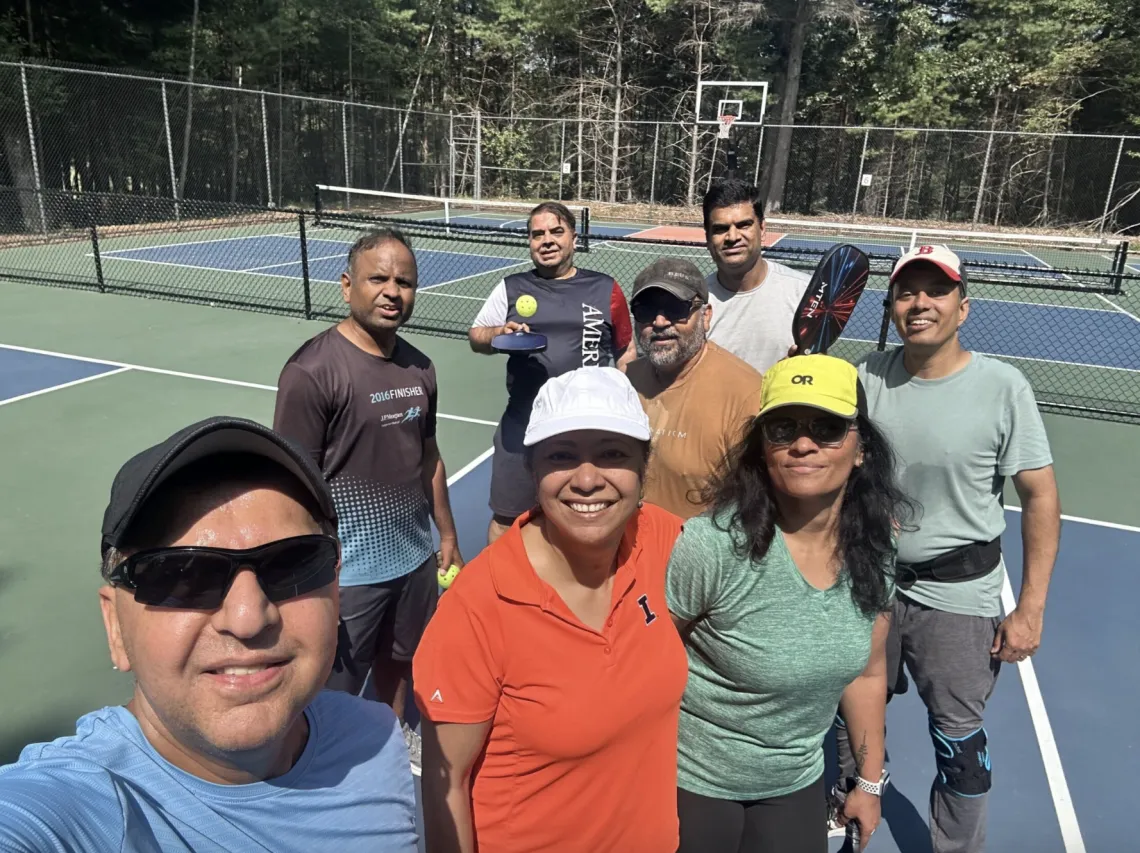 Pickleball players on our beautiful new outdoor courts