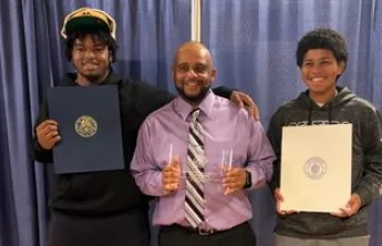 Jesus Addarich celebrating at his award ceremony