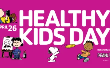 purple graphic that says healthy kids day