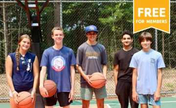 teens on outdoor basketball court
